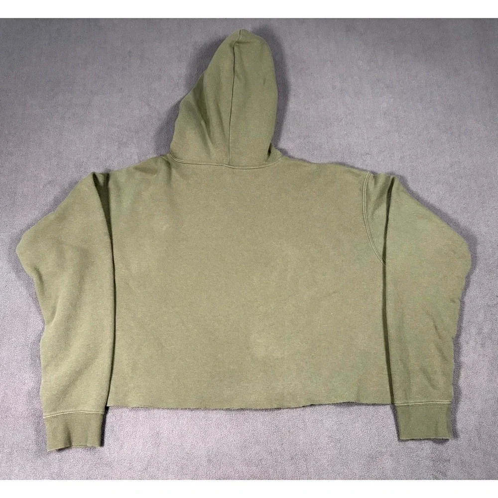 Wild Fable Cropped Sweatshirt Womens 2XL Olive Green Fleece Lined Cotton Hooded - Picture 2 of 6